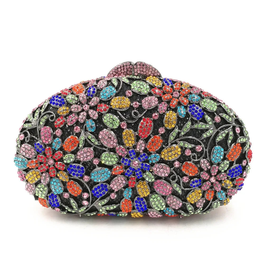 female Hollow Out Golden/black/gray Diamond Wedding Party Handbag Purse Women Crystal Clutch Evening Minaudiere Bag mom gifts