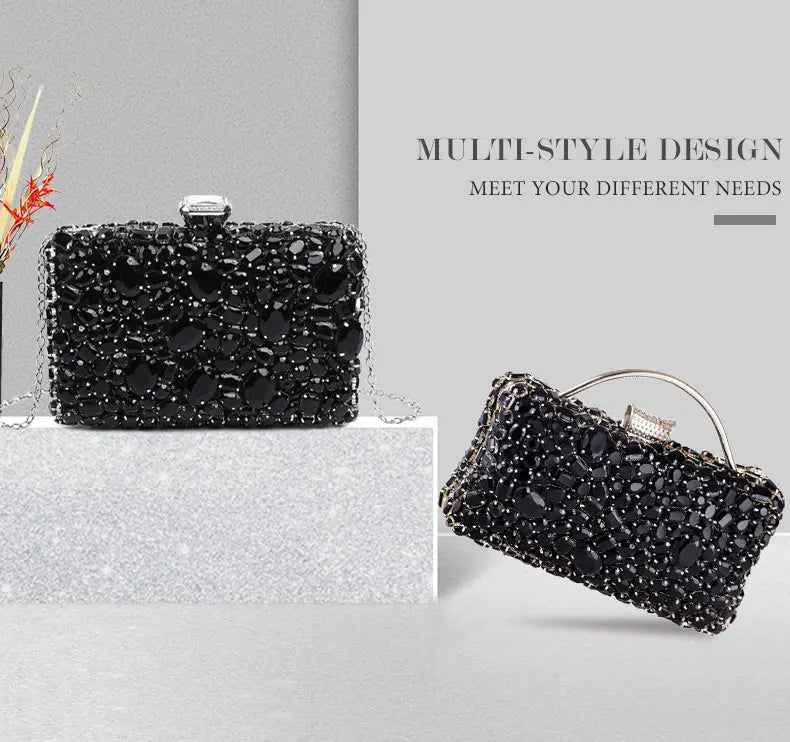 Women Clutch Evening Bag Beaded Crystal Lady Wedding Purse Rhinestones Handbags Silver Black Evening Clutch Bags for Women