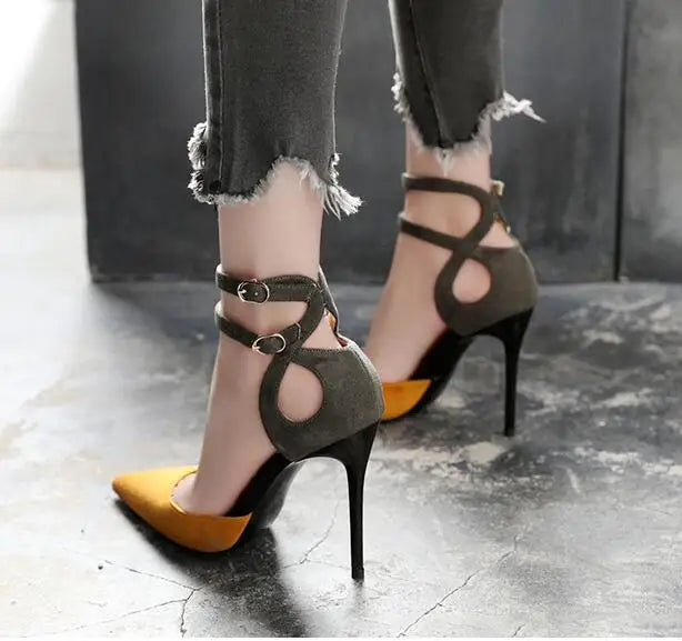 Pointed Toe High Heel Slingback Pumps With Buckle For Women