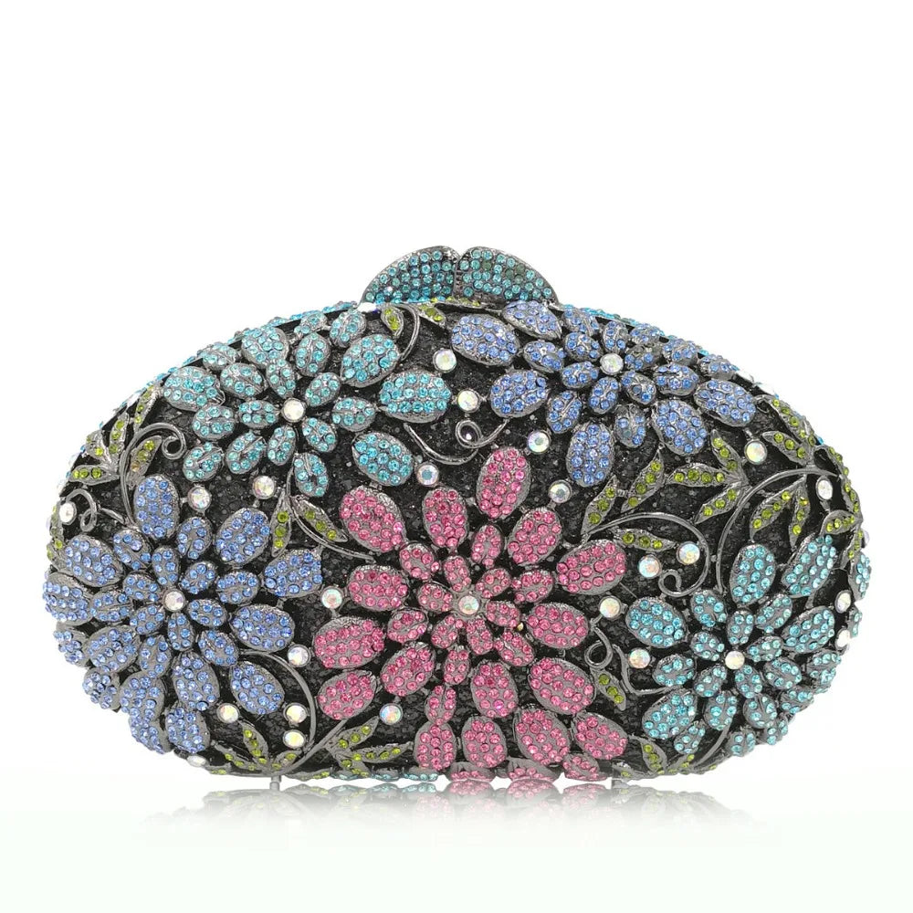 female Hollow Out Golden/black/gray Diamond Wedding Party Handbag Purse Women Crystal Clutch Evening Minaudiere Bag mom gifts