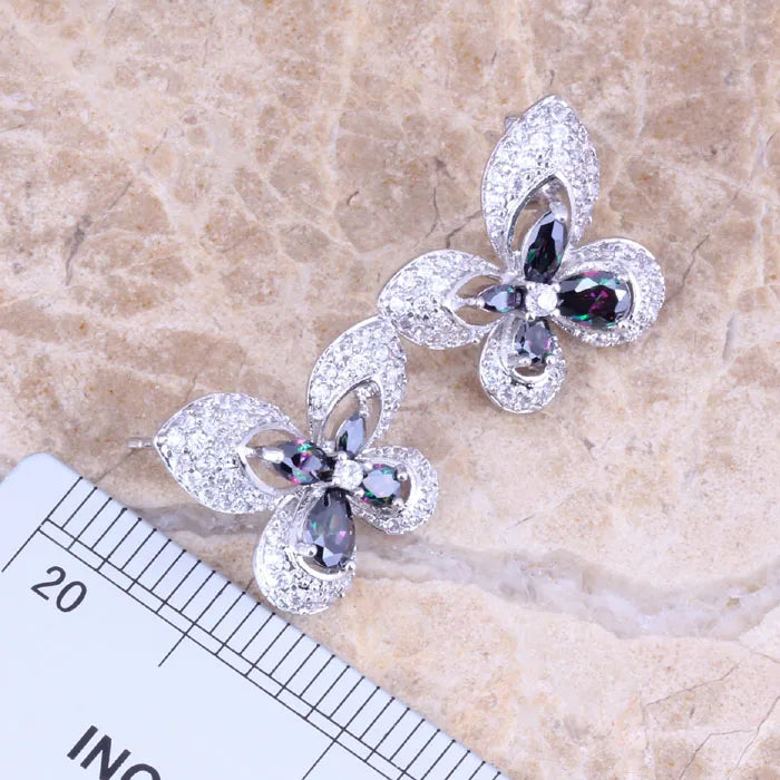 Rainbow Butterfly Necklace And Earrings