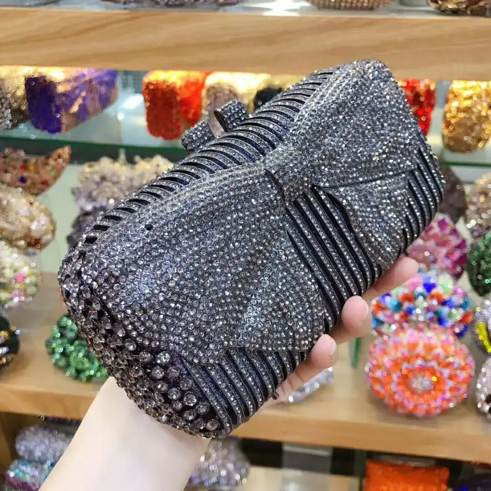 Women silver/gold/black/grey Crystal Diamond party/wedding/cocktail/prom/nightclub evening bags clutch purse wallet bag handbag