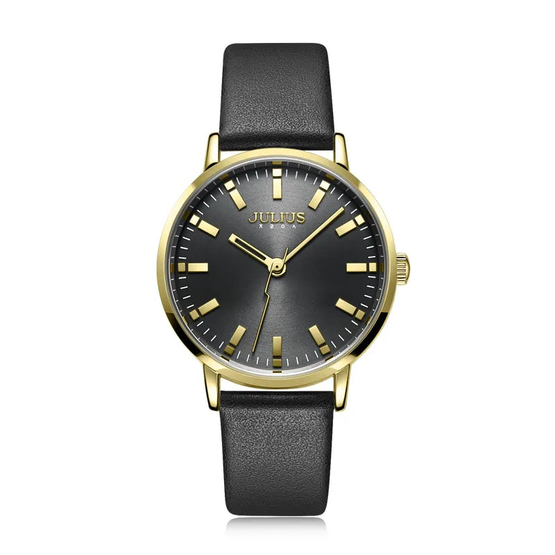 New Simple Lady Women's Watch Miyota Mov't Fine Fashion Hours Bracelet Simple Real Leather Clock Girl's Birthday Gift Julius Box
