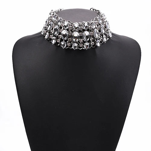 Colorful Crystal Rhinestone Statement Collar Necklace for Women