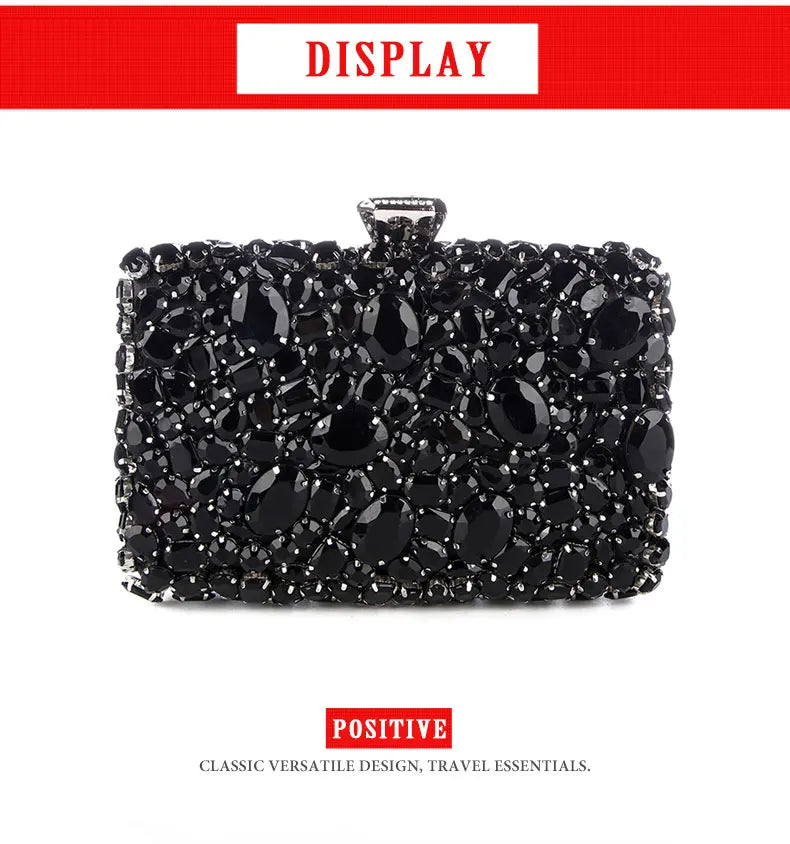 Women Clutch Evening Bag Beaded Crystal Lady Wedding Purse Rhinestones Handbags Silver Black Evening Clutch Bags for Women