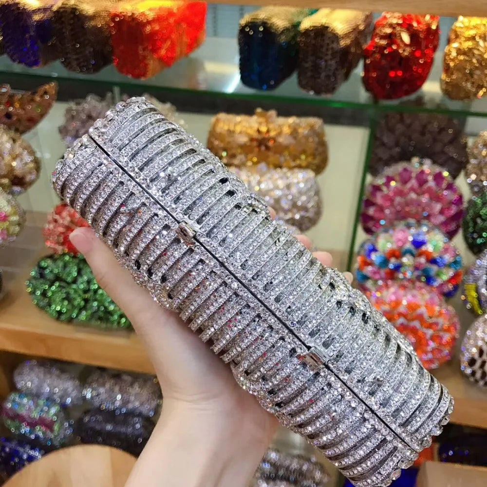 Women silver/gold/black/grey Crystal Diamond party/wedding/cocktail/prom/nightclub evening bags clutch purse wallet bag handbag