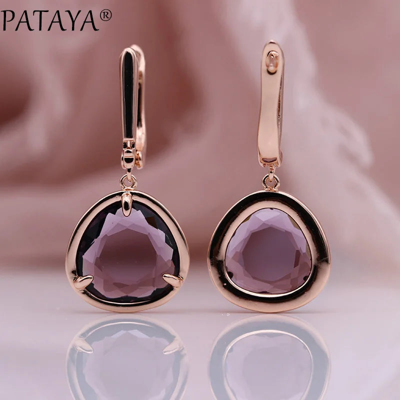Green Triangle Zirconia Drop Earrings