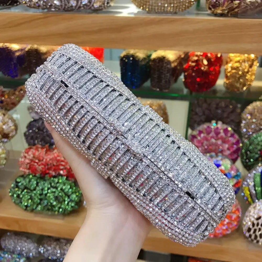 Women silver/gold/black/grey Crystal Diamond party/wedding/cocktail/prom/nightclub evening bags clutch purse wallet bag handbag