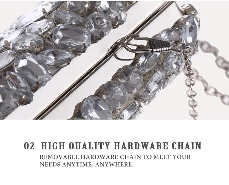Women Clutch Evening Bag Beaded Crystal Lady Wedding Purse Rhinestones Handbags Silver Black Evening Clutch Bags for Women