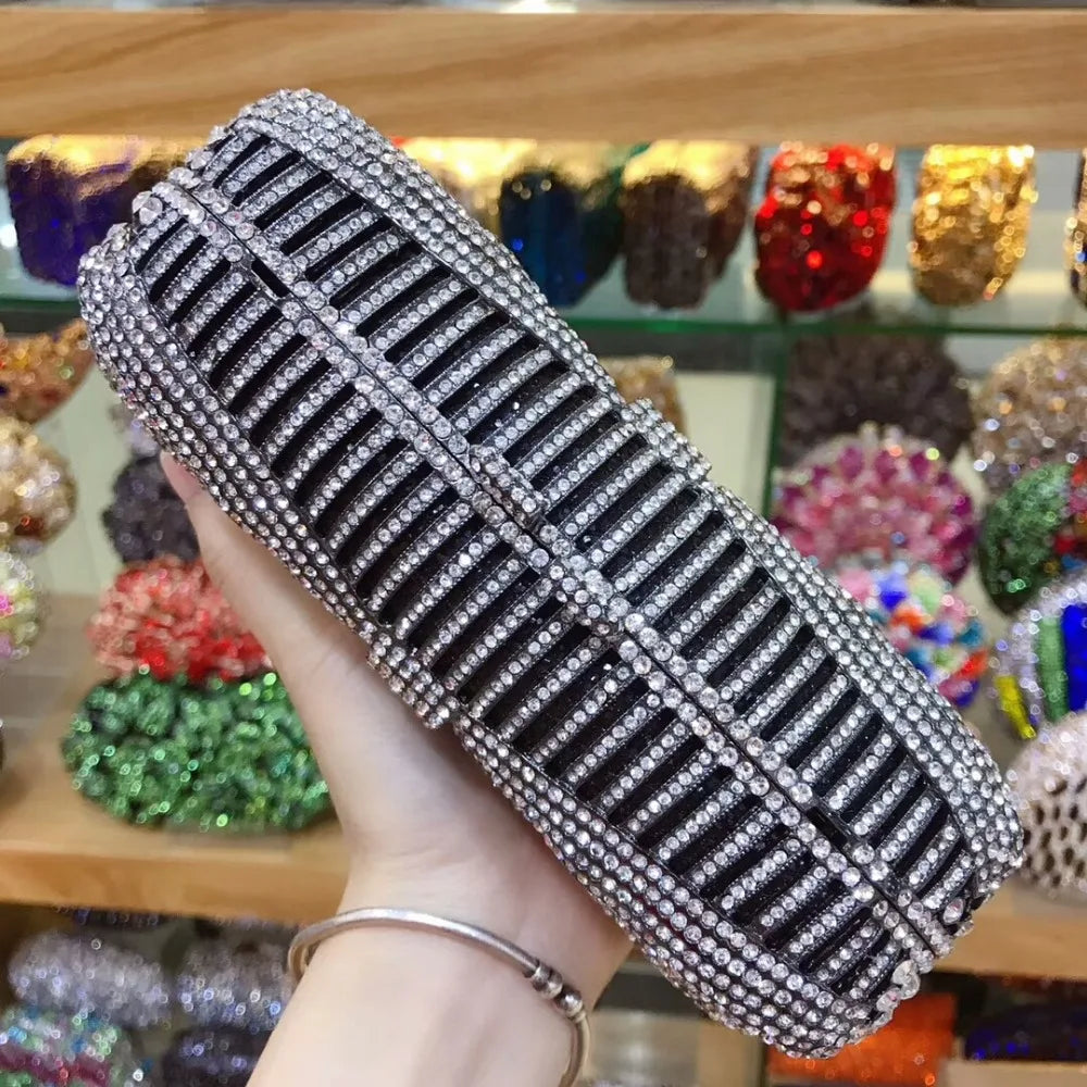 Women silver/gold/black/grey Crystal Diamond party/wedding/cocktail/prom/nightclub evening bags clutch purse wallet bag handbag
