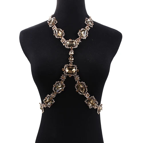 Long Crystal Rhinestone Body Chain Necklace for Women