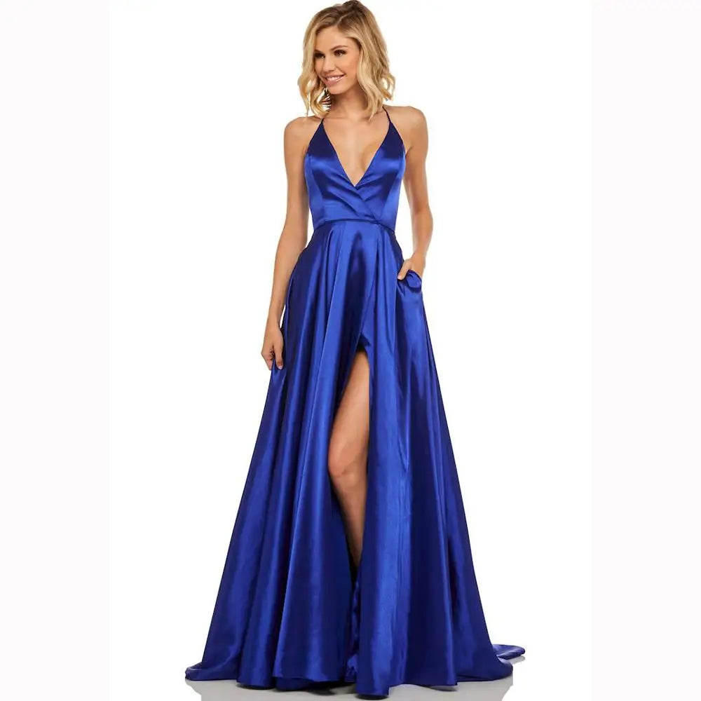 Green Simple Satin Red Evening Dresses Sleeveless Long Formal Prom Party Gowns Backless Celebrity Dresses Customized