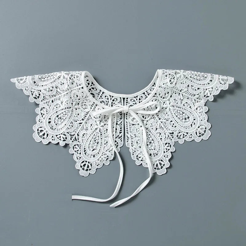 White Fake Collar Shirt Women Shawl Detachable Shirt Collar Lace False Collar Lapel Blouse Women Clothes Accessories Faux Col