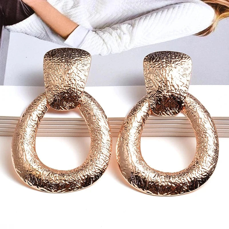 Wholesale Gold Color Metal Drop Earrings Fine Jewelry Accessories Hanging Dangle Long Pendientes Bijoux For Women Christmas Gift