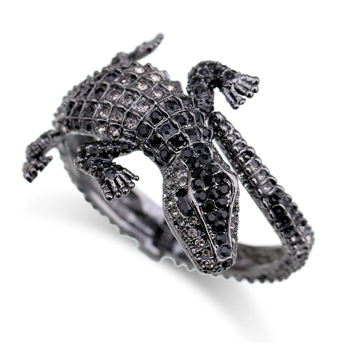 Vintage Crocodile Rhinestone Cuff Bracelet for Women