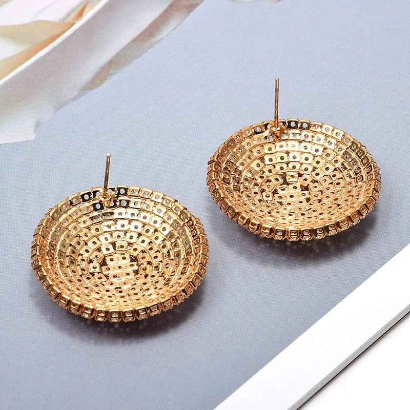 New Arrival Luxury Round Full Dense Crystals Drop Earrings High-Quality Fashion Rhinestone Earring Jewelry Accessories For Women