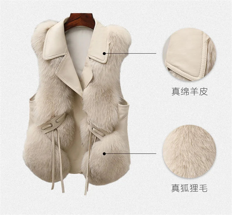 High Quality Imitation Fox Fur Vest Jacket Women Fur Vest Jacket 2024 Winter Waistcoat Short Fur Vest Female Vestcoat Sleeveless