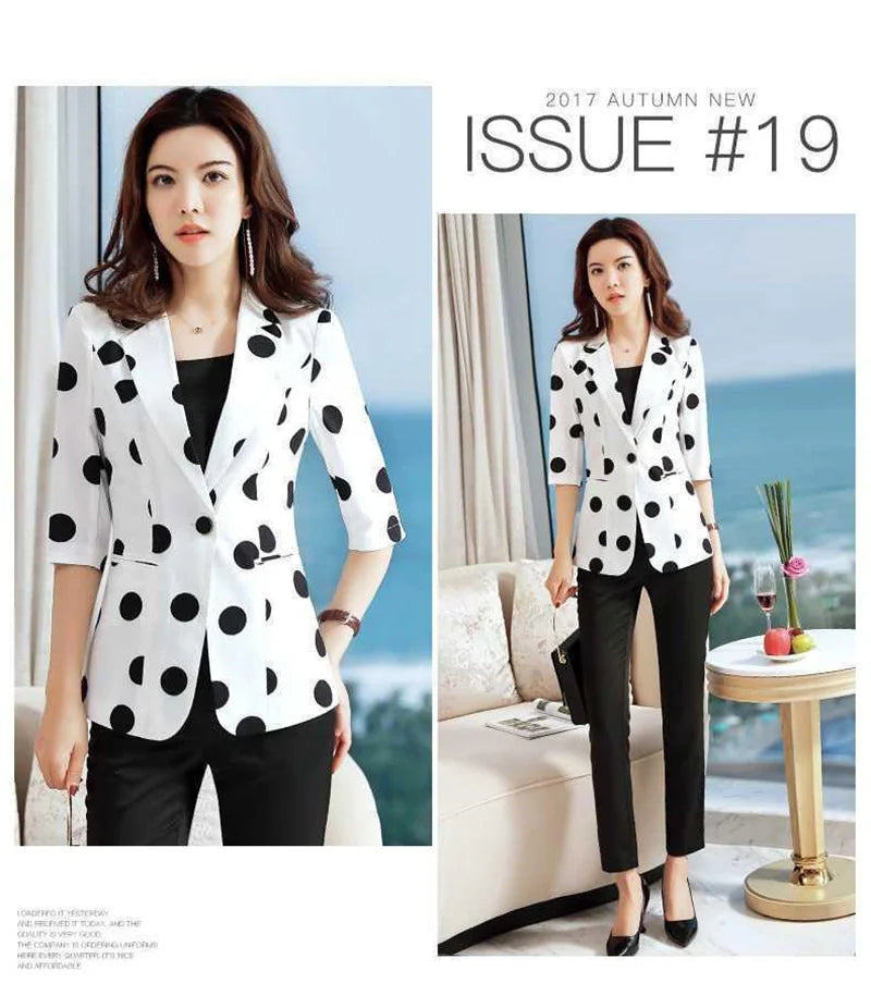 Polka Dot Ssuit Jacket Female Ins Spring Summer 2024 New Korean Thin Section Slim Fashion Print A Buckle Blazer Mother Tide 427
