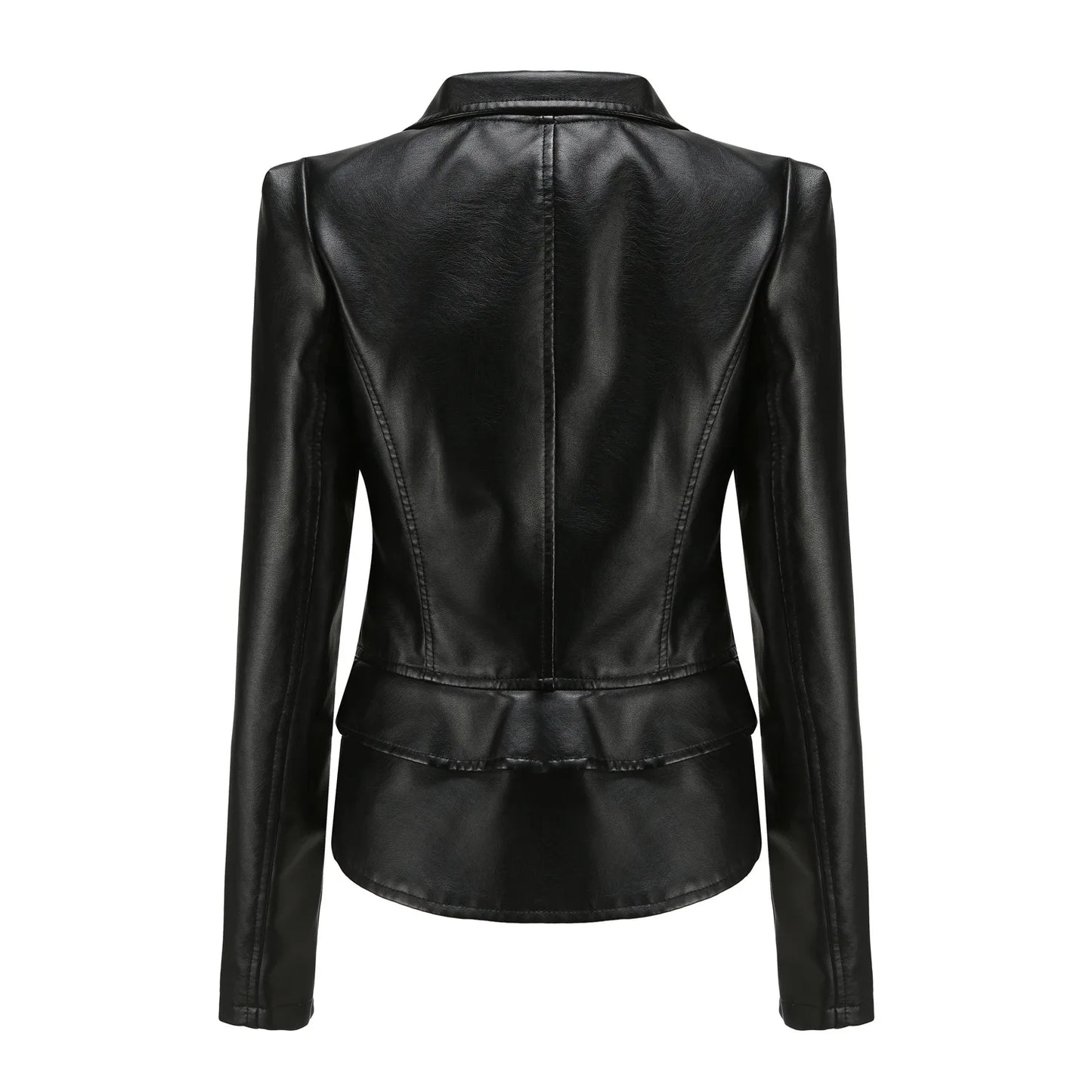 Spring Autumn Motorcycle PU Leather Jacket Women Casual Leather Coat Female Long Sleeve Turn-down Collar Solid Outwear