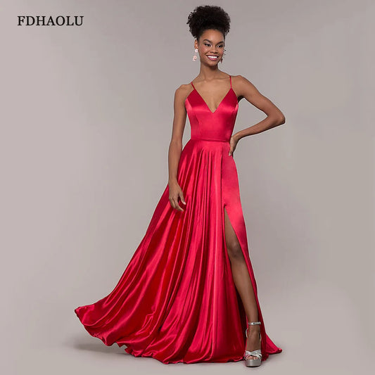 Sexy Burgundy Prom Dresses Green Red Front Split Long Party Evening Gowns With Cross Back vestidos de fiesta largos Customized
