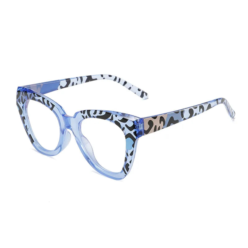 Custom Logo Oversized Leopard Print Frame Reading Glasses Square Anti Blue Light Reading Glasses for Women 2024