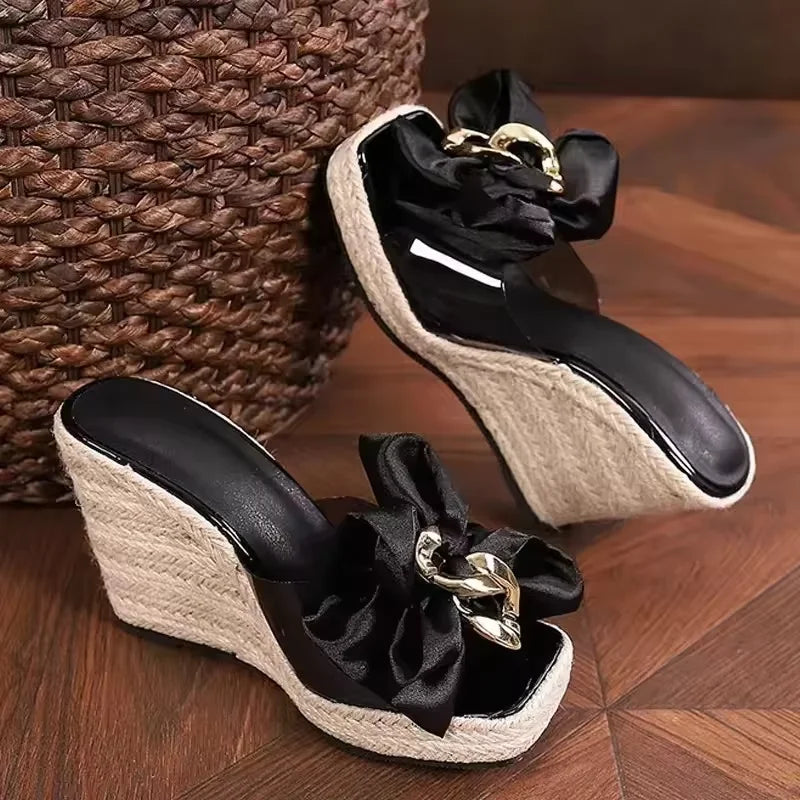 2025 New Style Designer Luxury Ladies Slippers Shoes Bag Set High Quality Women Pumps Chain Sandals Shoes Purse Set