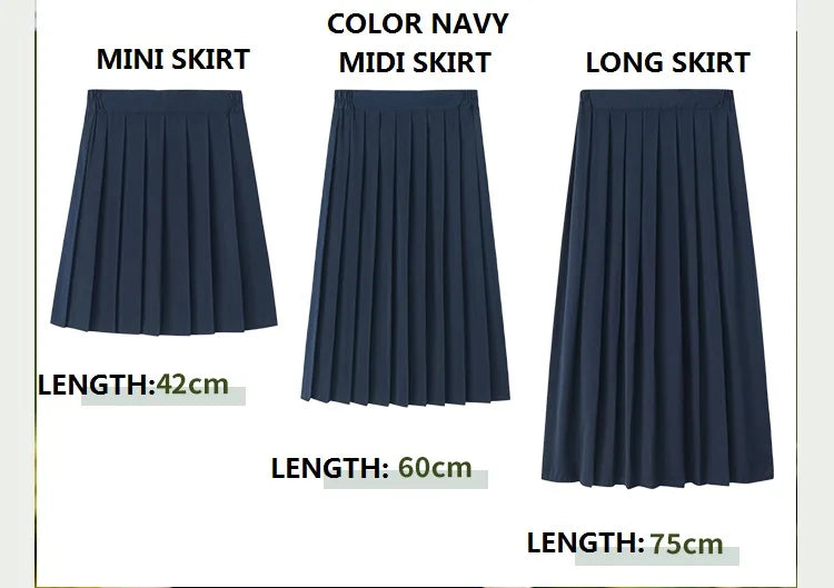 Preppy Black XS - 5XL Pleated Mini Skirt Short Women Summer Autumn Uniform High Waisted Skirts Knee Length Saia Feminina