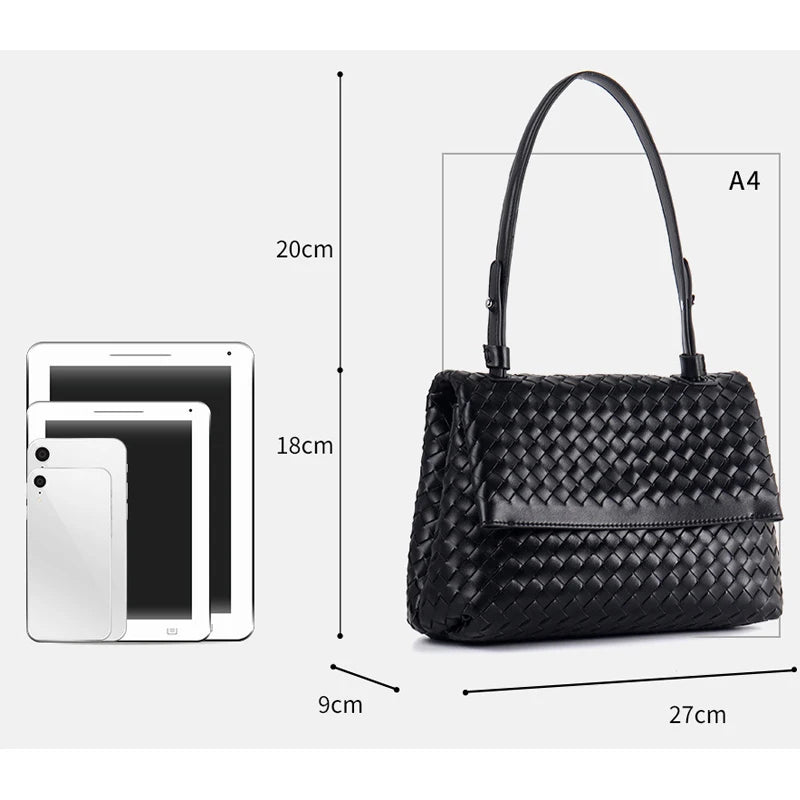 2025 New Luxury Top-grain Cowhide Genuine Leather Handmade Woven Women's Flap Bag Leather Handcrafted Handbags for Women