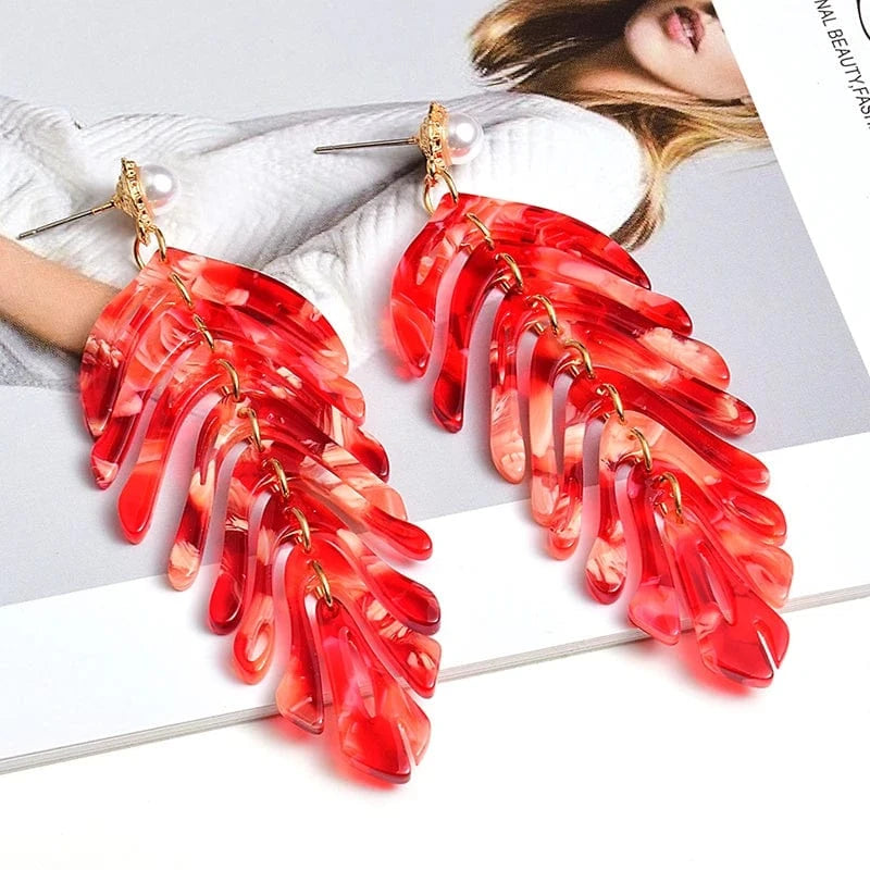 Statement Acrylic Long Earrings Fashion Trend Leaf-Shaped Drop Earring Fine Jewelry Accessories For Women Wholesale