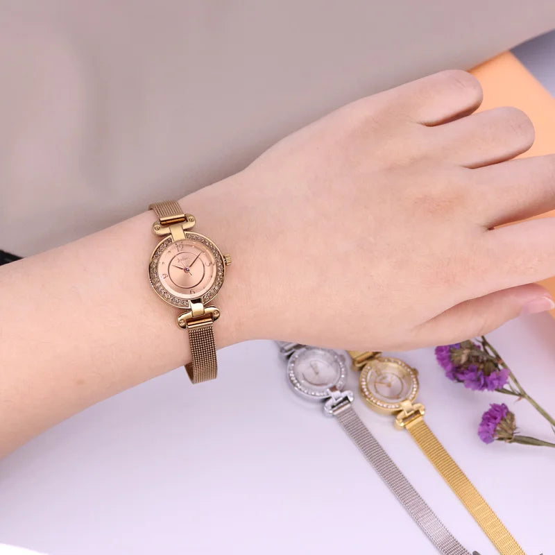 Small Julius Lady Women's Watch Retro Clock Japan Quartz Fashion Hour Dress Stainless Steel Bracelet Girl's Birthday Gift No Box
