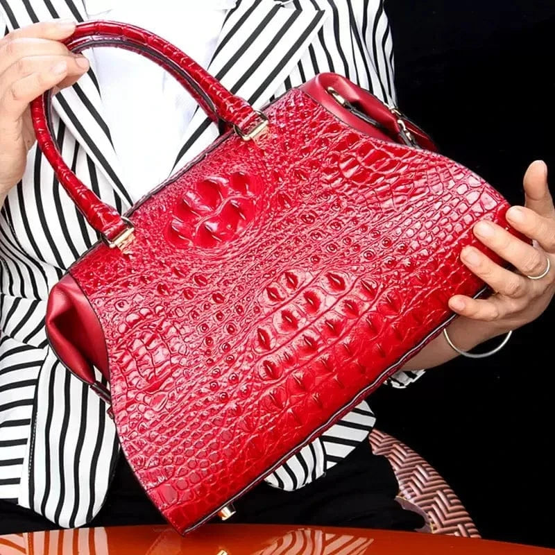 New Crocodile Leather Women's Handbags Luxury Designer Lady Portable Shoulder Messenger Bag Fashion Brand Red Tote Bags 2025 New