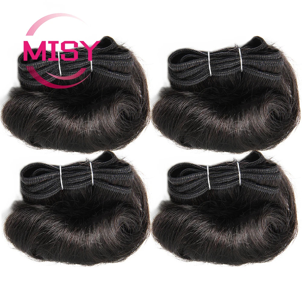 Short Curly Human Hair Bundles With Closure Brazilian Natural Hair Bundles With Closure 4x1 T Part Closure Non-Remy Human Hair