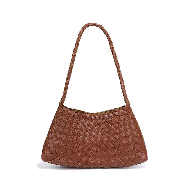 2025 Summer Luxury Woven Shoulder Bags for Ladies Fashion Handmade Woven Casual Braided Tote Hand Bag with Drawstring Purse