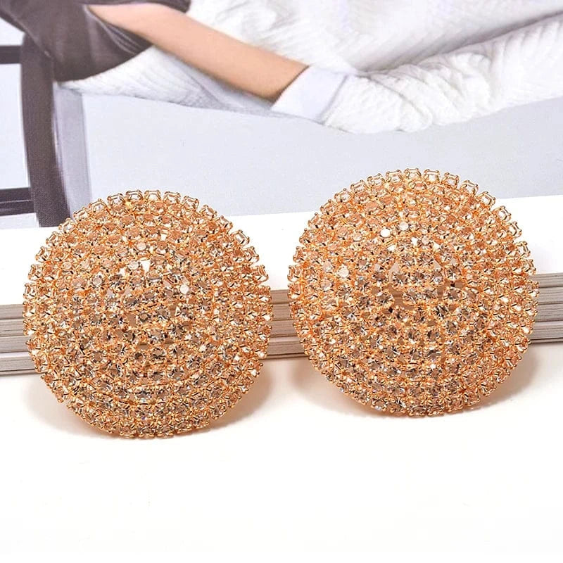 New Arrival Luxury Round Full Dense Crystals Drop Earrings High-Quality Fashion Rhinestone Earring Jewelry Accessories For Women