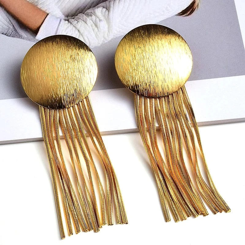 New Arrival Long Gold Color Metal Chain Tassel Earrings High-Quality Fashion Jewelry Accessories For Women Wholesale