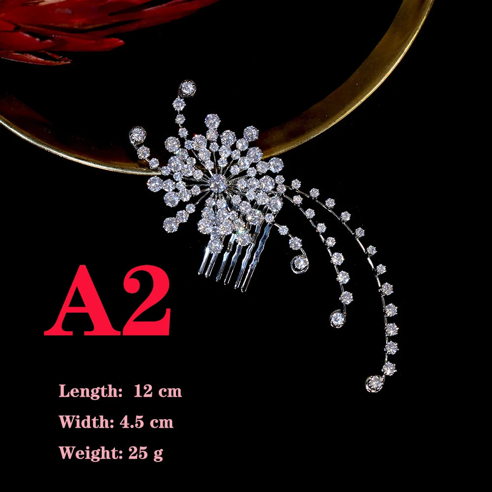 Sparkling Crystal Zirconia Bridal Tiara Hair Comb for Women