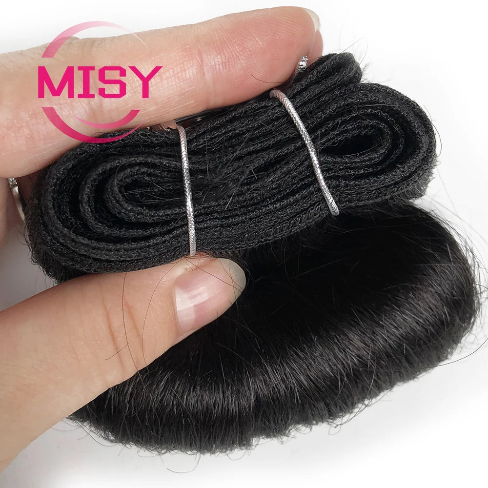 Short Curly Human Hair Bundles With Closure Brazilian Natural Hair Bundles With Closure 4x1 T Part Closure Non-Remy Human Hair