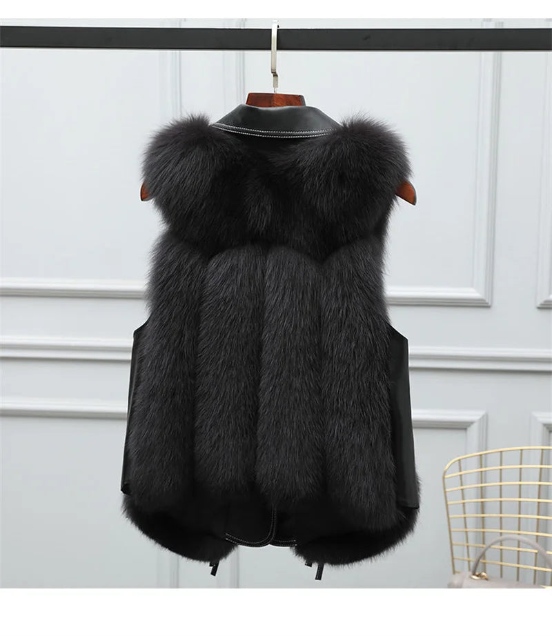 High Quality Imitation Fox Fur Vest Jacket Women Fur Vest Jacket 2024 Winter Waistcoat Short Fur Vest Female Vestcoat Sleeveless