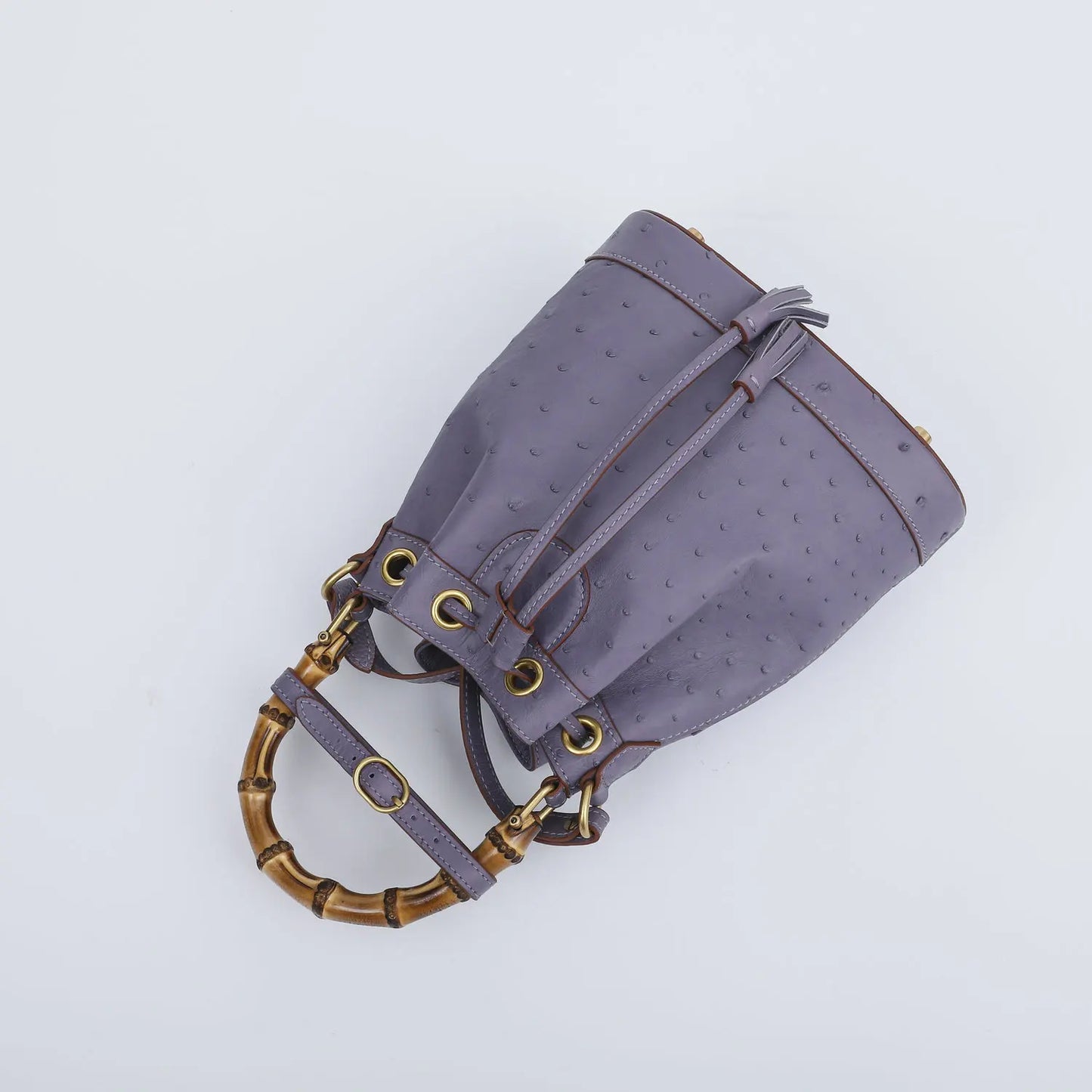 2025 New Ostrich Leather Women's Top-handle Bags Fashion Genuine Leather Lady Bucket Bag Luxury Shoulder Crossbody Bag