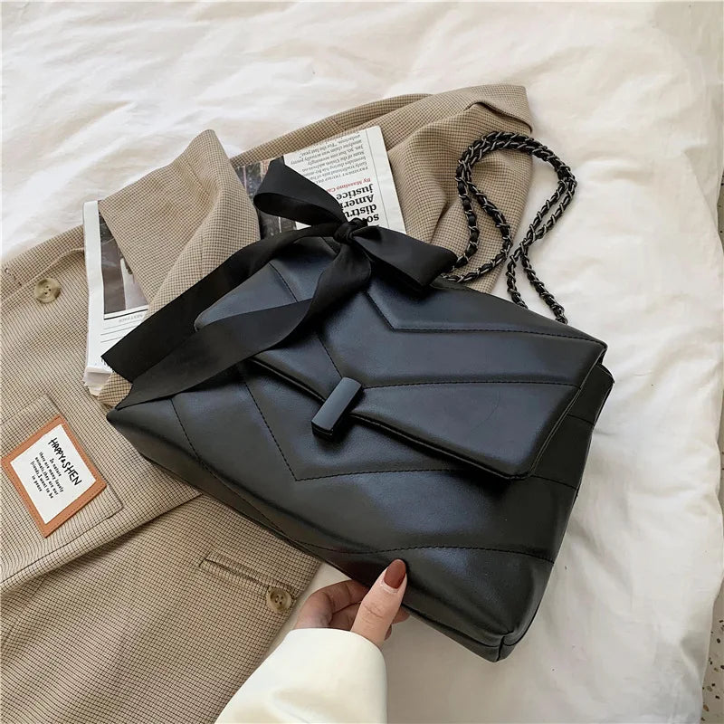 2025 NEW Trend High End INS PU Leather Chains Shoulder Bag Large Capacity Women's Handbags