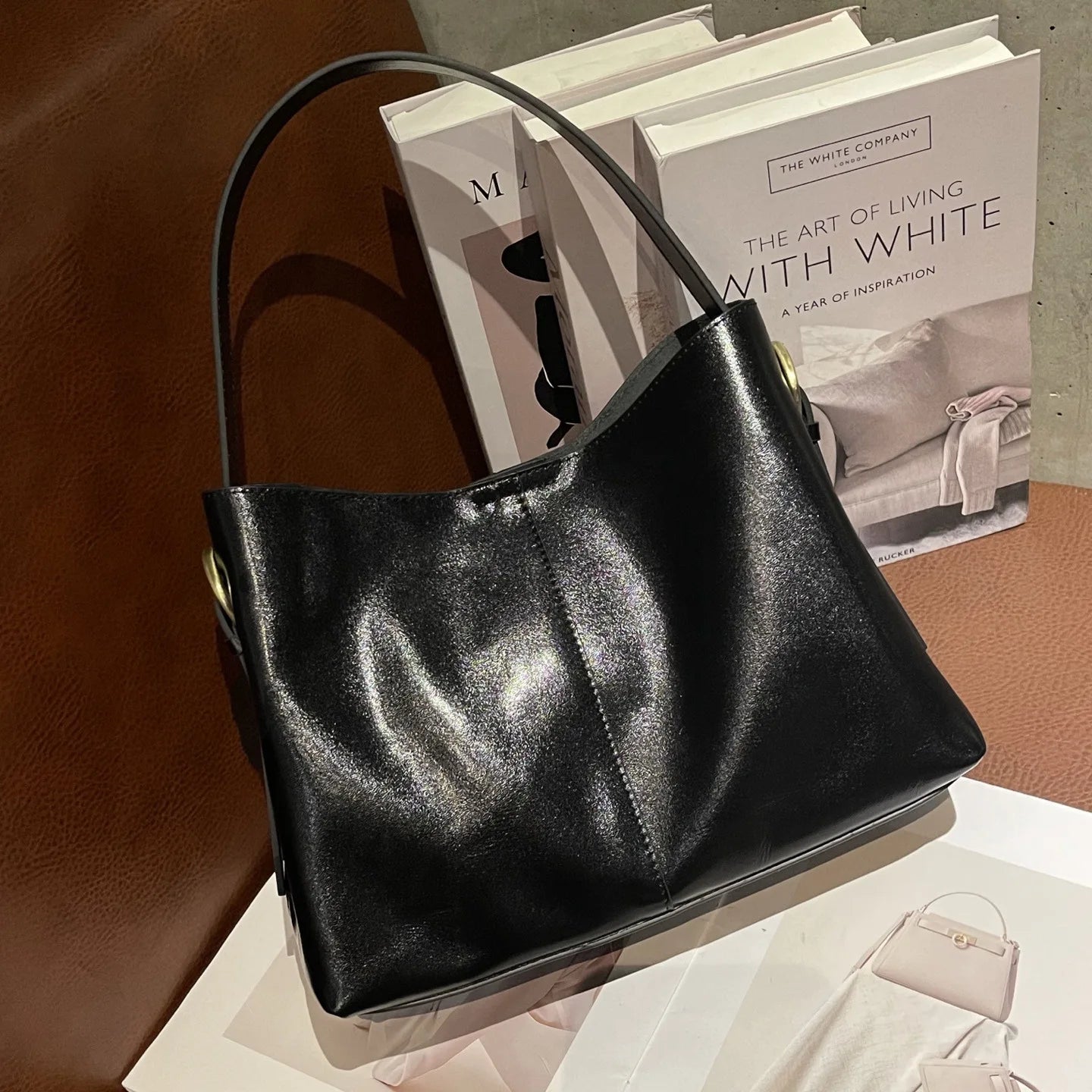 2025 Luxury Top Layer Vegetable Tanned Cowhide Leather Tote Bag Large Capacity Genuine Leather Shoulder Crossbody Bag for Women