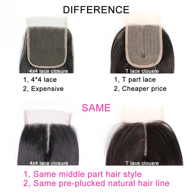 Short Curly Human Hair Bundles With Closure Brazilian Natural Hair Bundles With Closure 4x1 T Part Closure Non-Remy Human Hair
