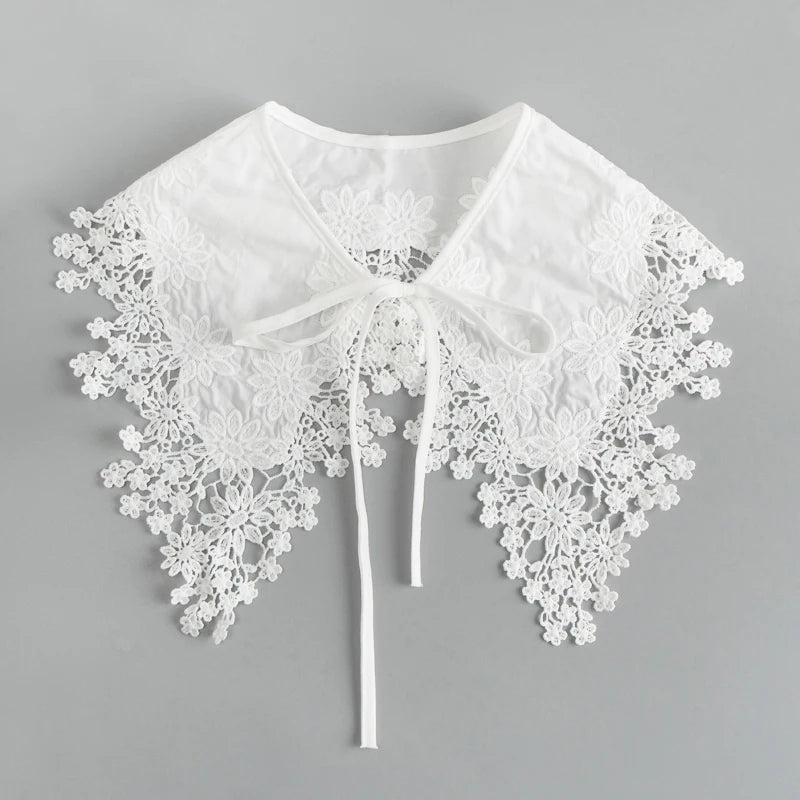 White Fake Collar Shirt Women Shawl Detachable Shirt Collar Lace False Collar Lapel Blouse Women Clothes Accessories Faux Col