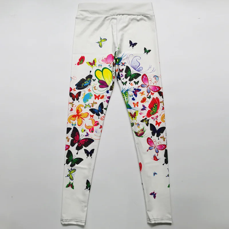 FCCEXIO High Waist Fitness Elastic Leggings 6 Colors The Butterfly 3D Print Sexy  Leggins Casual Workout Sport Pants