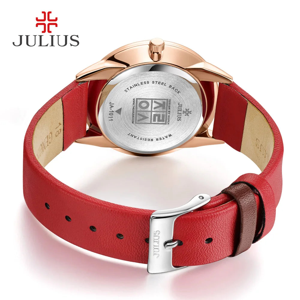 Julius Lady Women's Watch Japan Quartz Elegant Classic Fashion Simple Hours Bracelet Real Leather Girl Birthday Gift No Box