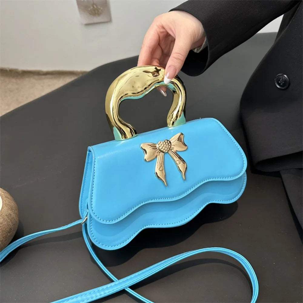 RetroTote Bag Bow PU Leather Handbag Large Capacity Shoulder Bags Candy Color Fashionable Crossbody Bag Droshipping Wholesale