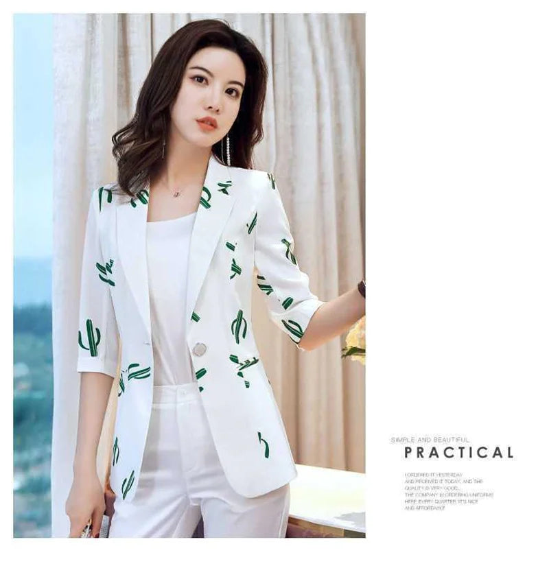 Polka Dot Ssuit Jacket Female Ins Spring Summer 2024 New Korean Thin Section Slim Fashion Print A Buckle Blazer Mother Tide 427