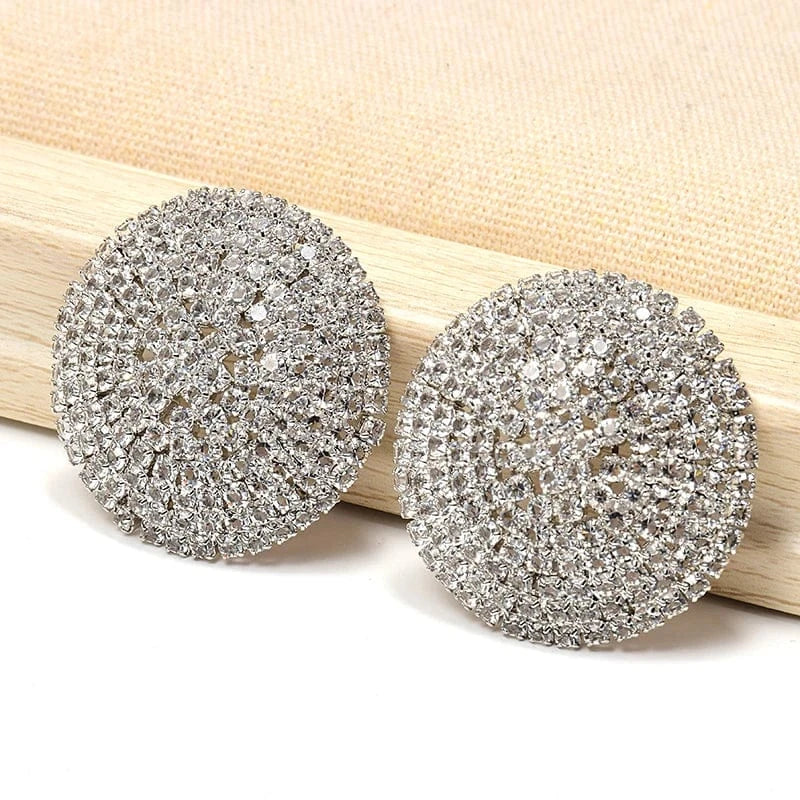 New Arrival Luxury Round Full Dense Crystals Drop Earrings High-Quality Fashion Rhinestone Earring Jewelry Accessories For Women