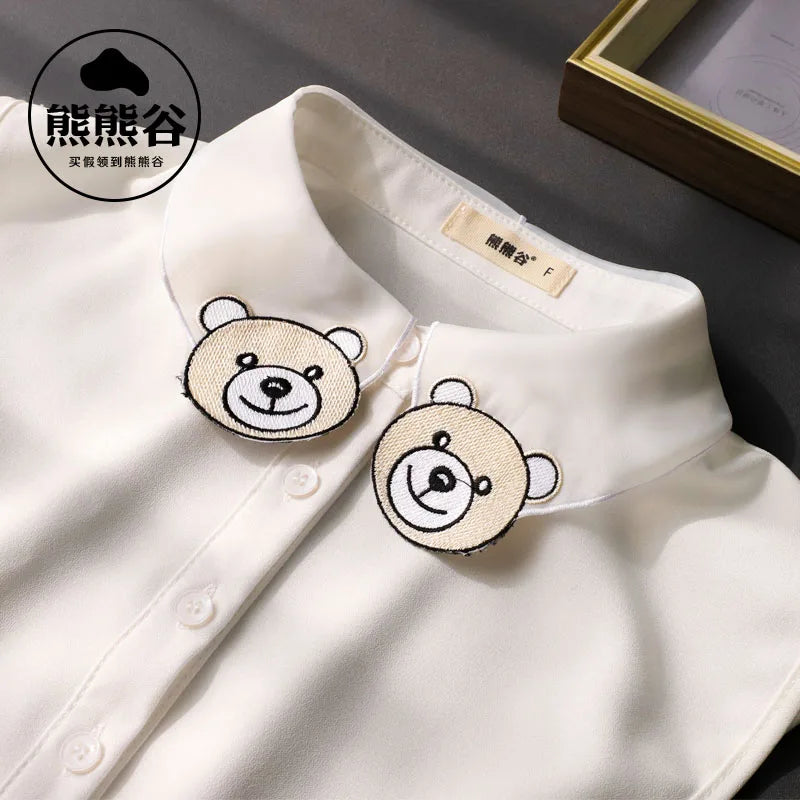 Big Front Bow Tie Fake Collar Women Detachable Collars Chiffon False Collars Woman Decoration Lapel Collar Clothes Accessories