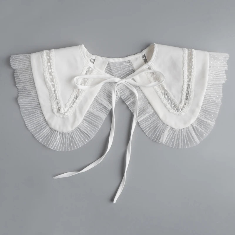 White Fake Collar Shirt Women Shawl Detachable Shirt Collar Lace False Collar Lapel Blouse Women Clothes Accessories Faux Col